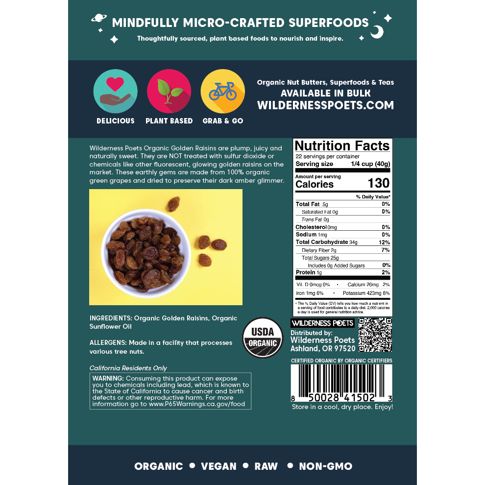 Golden Raisins - Organic, No Sulfur Added