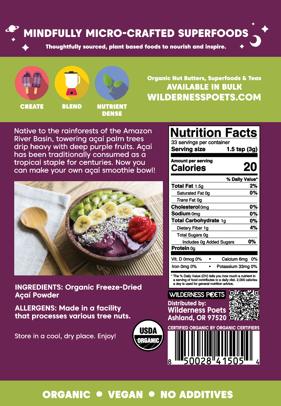 Acai Powder - Freeze Dried, Organic