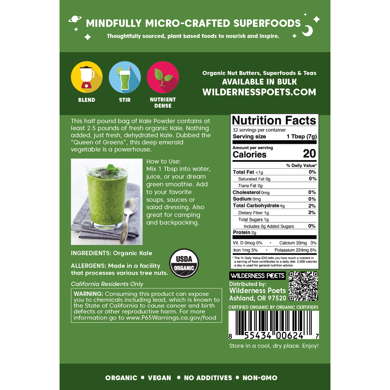 Kale Powder - Raw, Organic