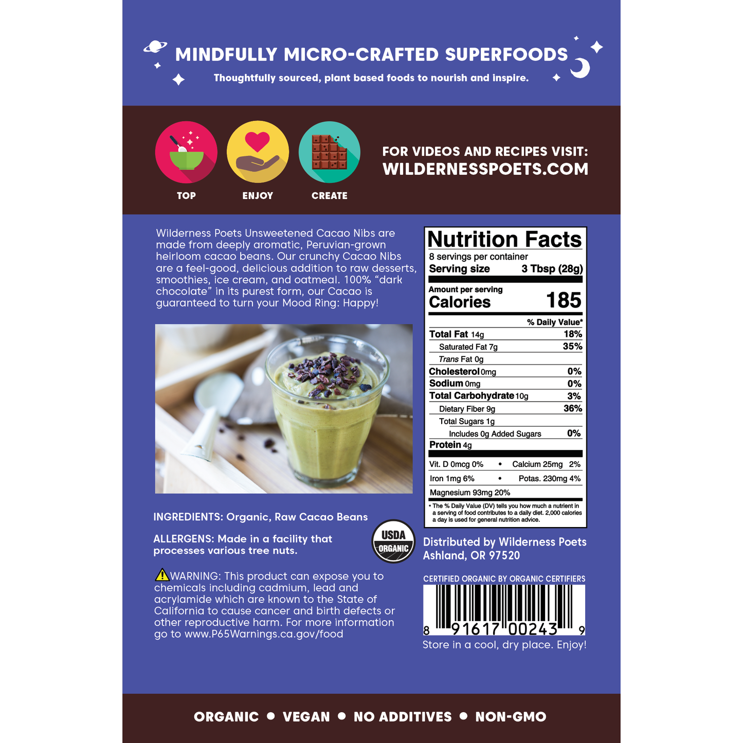 Cacao Nibs - Unsweetened, Organic