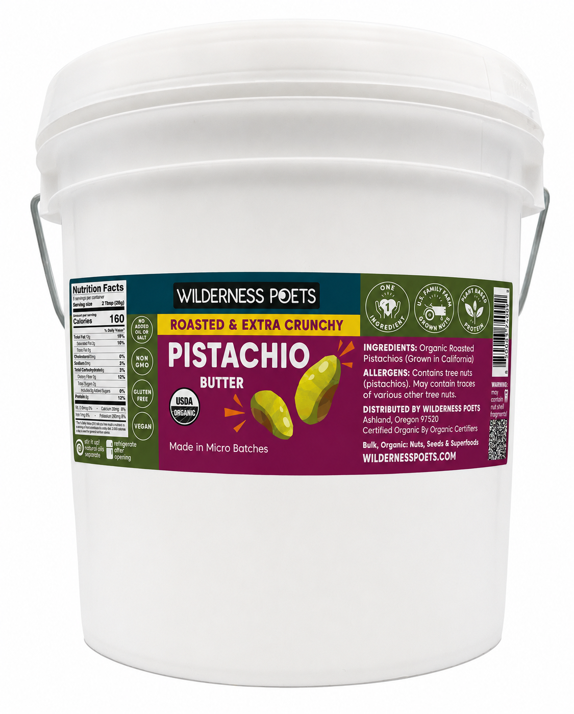 Pistachio Nut Butter - Organic, Roasted, Extra Crunchy
