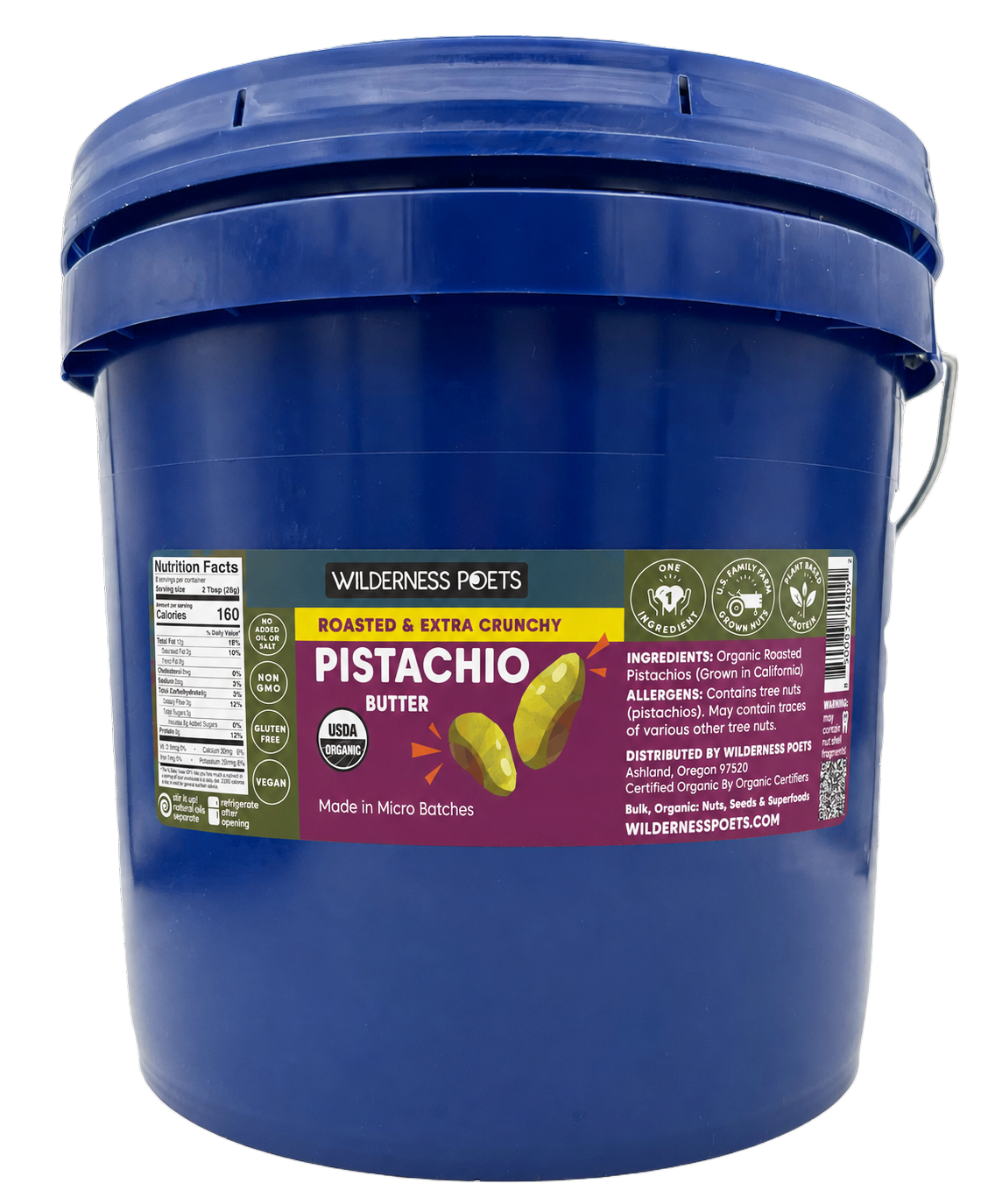 Pistachio Nut Butter - Organic, Roasted, Extra Crunchy