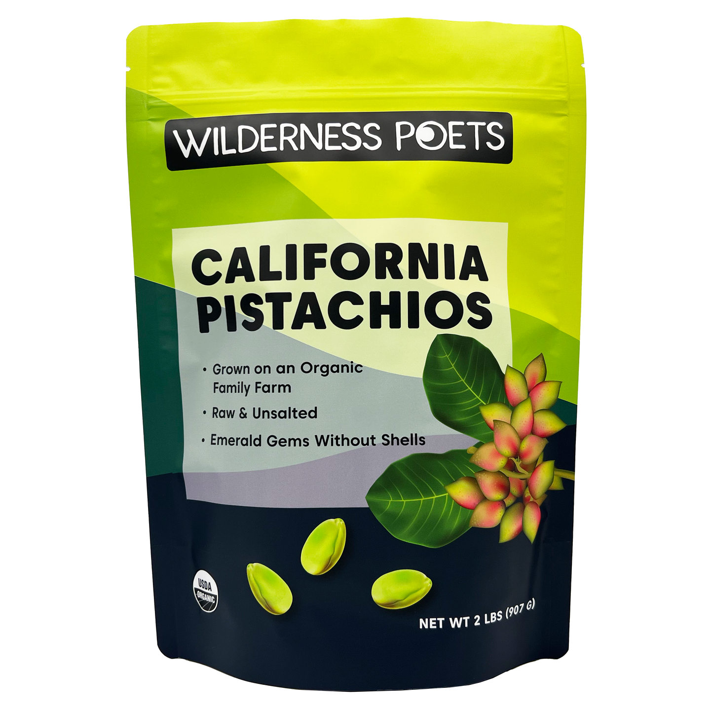 Pistachios - California Grown, Whole Kernels, Organic, No Shell