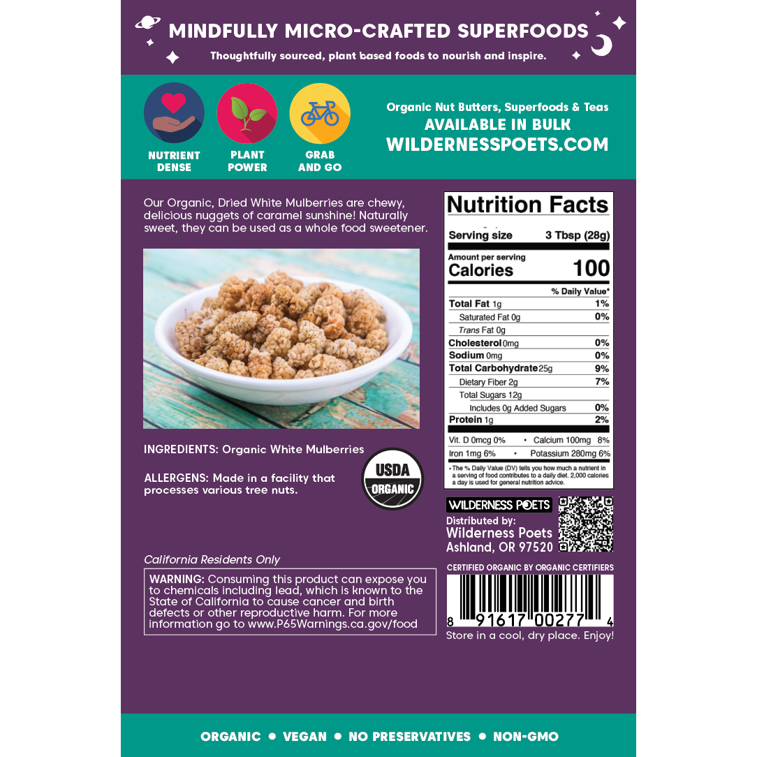Mulberries - White, Dried, Organic