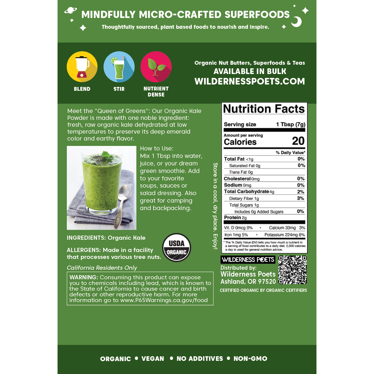 Kale Powder - Raw, Organic
