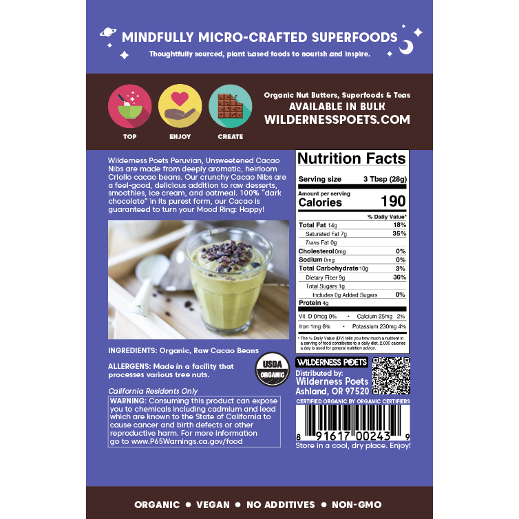 Cacao Nibs - Unsweetened, Organic