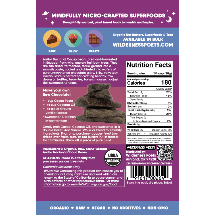 Cacao Paste - Arriba Nacional, Organic
