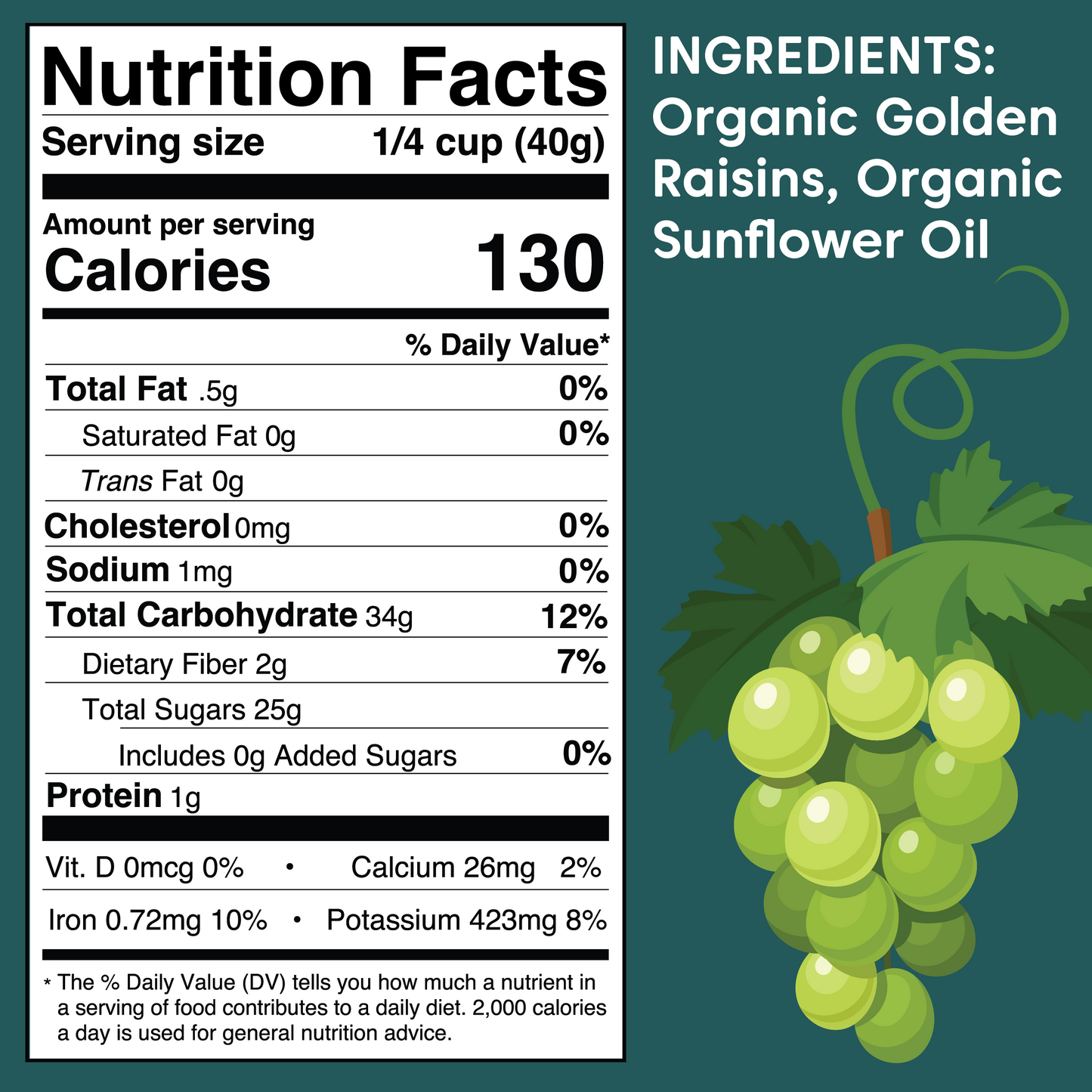 Golden Raisins - Organic, No Sulfur Added